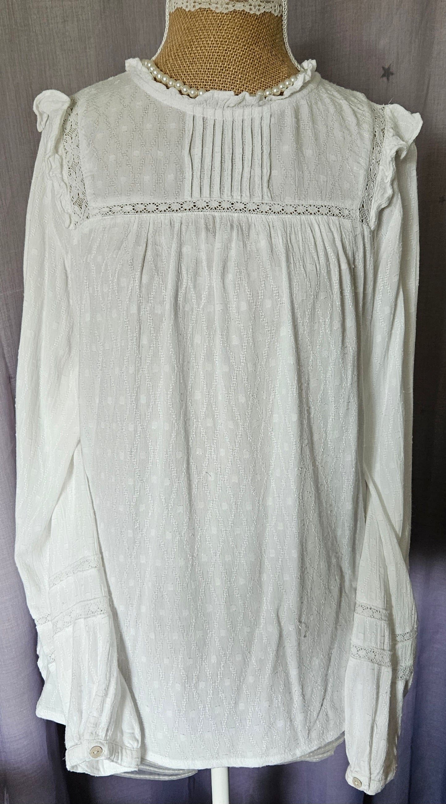 Fat Face White Boho Blouse size 12