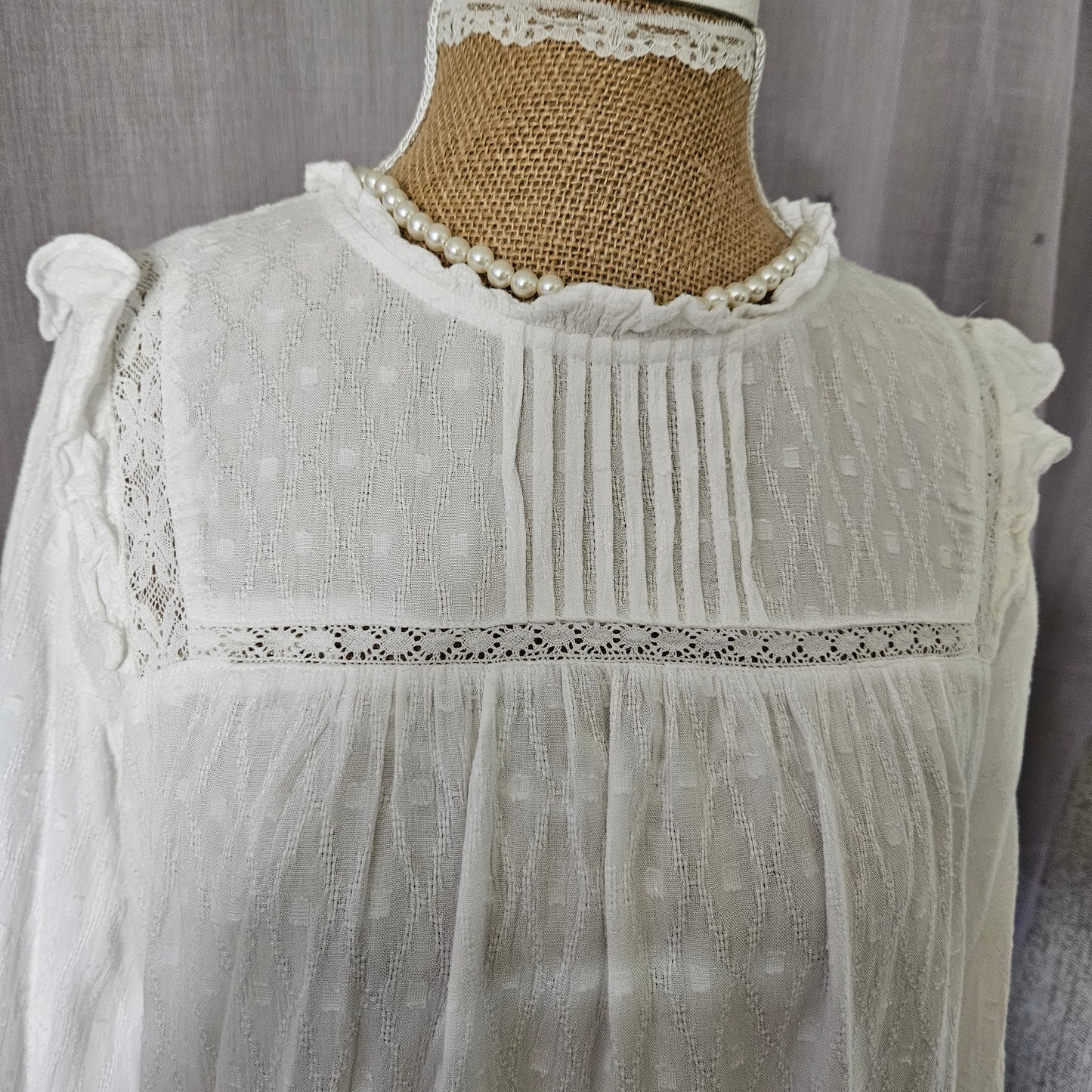 Fat Face White Boho Blouse size 12