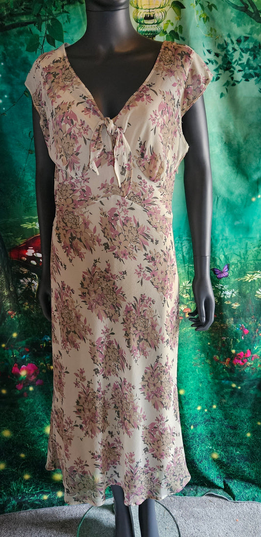 Katheryn C Beige Flower Dress Size 12