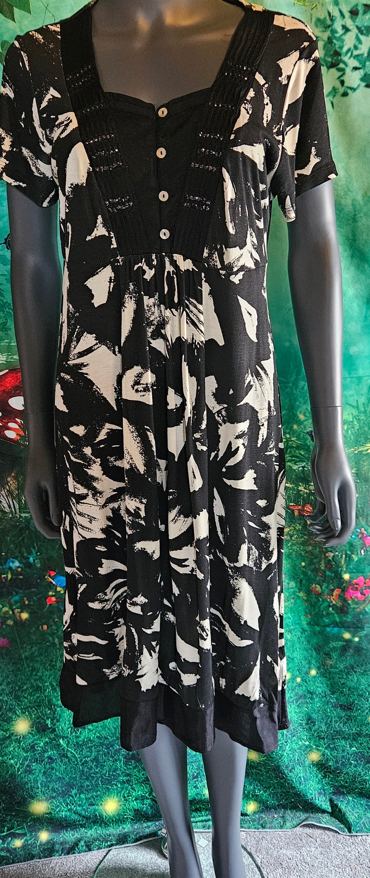 John Rocha Black and white day dress size 14